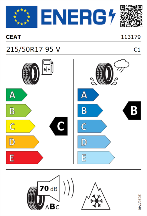Tyre Label for CEAT 4 SeasonDrive+ 215/50R17 95V